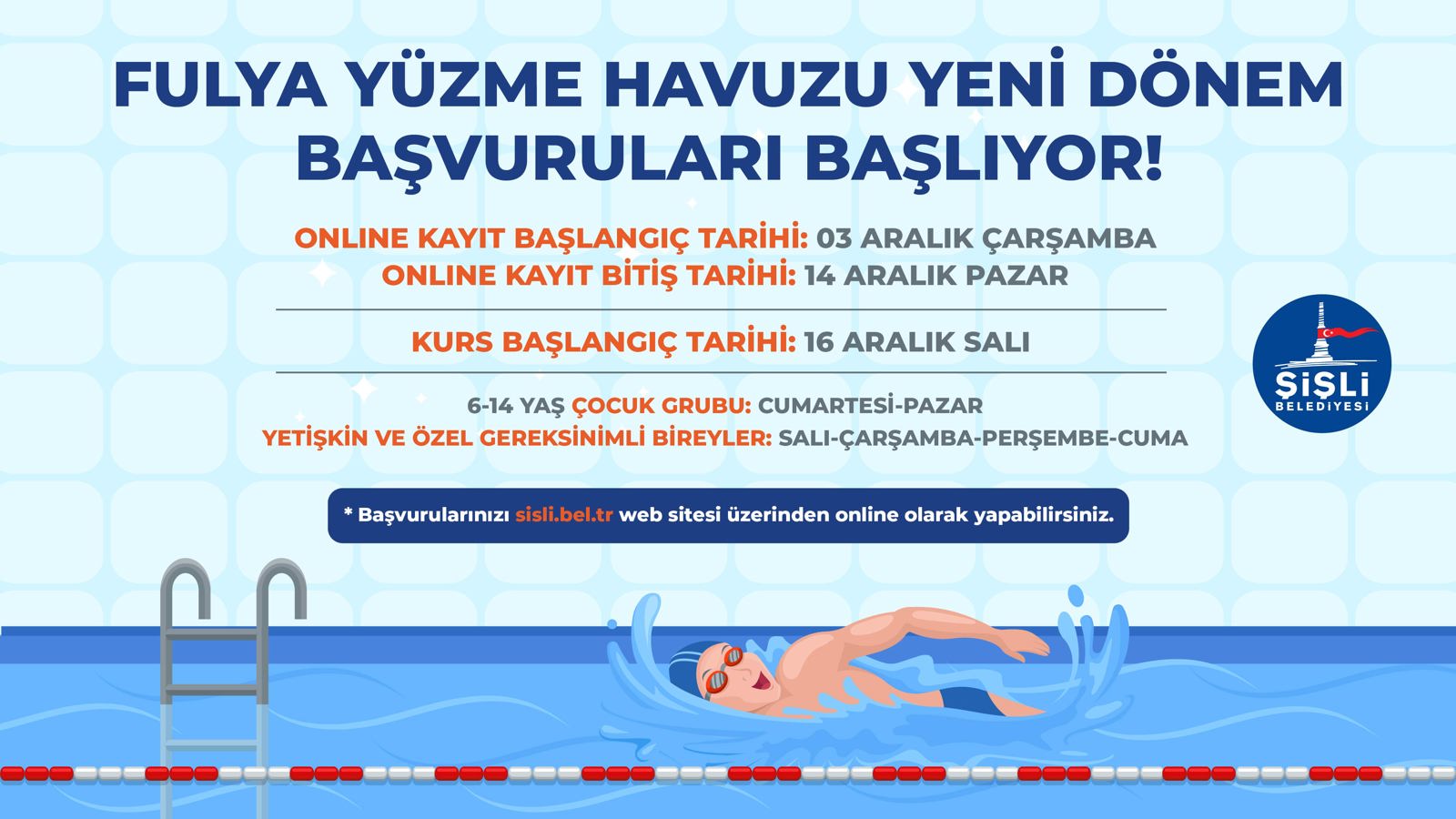 FULYA YÜZME HAVUZU YENİ DÖNEM BAŞVURULARI BAŞLIYOR