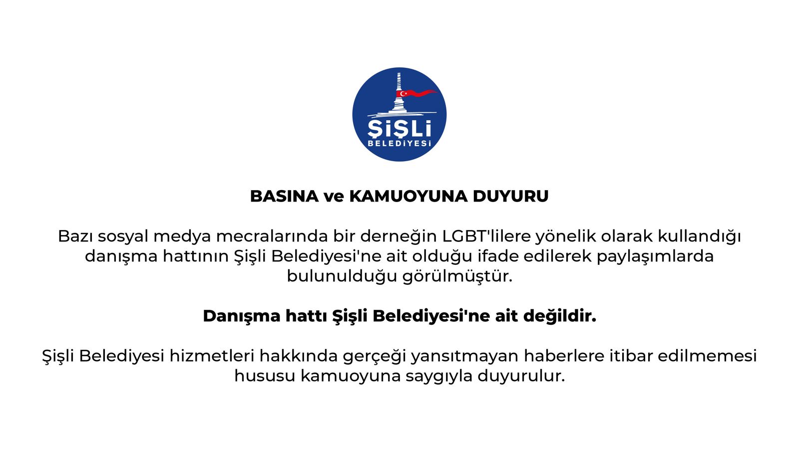BASINA VE KAMUOYUNA DUYURU